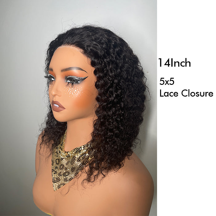 Real Show | Curly Bob Wig |  Frontal/Closure Transparent Lace Glueless (8-16'')
