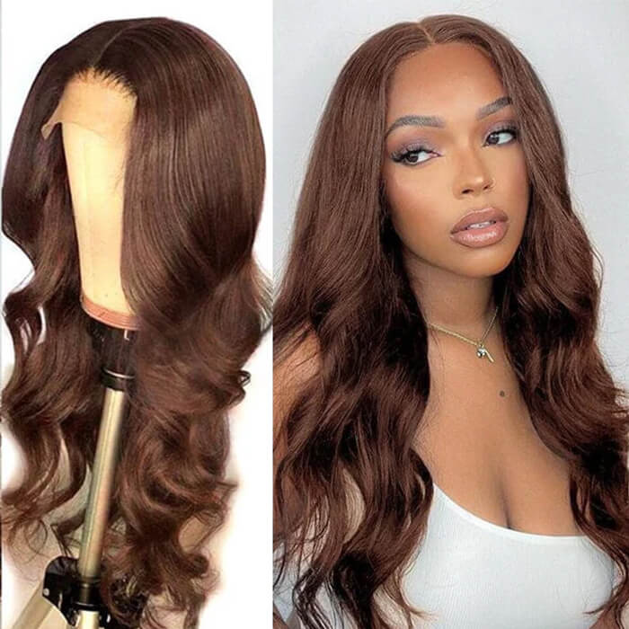 Buy 1 Get 1 Free | Body Wave Wig+Free 10inch Bob Wig | #4 Brown Wig | Frontal/ Closure Wig
