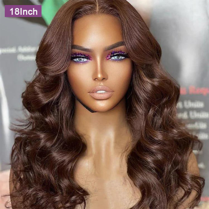 [18''=₵999] Body Wave Wig | Brown #4 Color | 4x4 Closure Glueless Invisible Lace