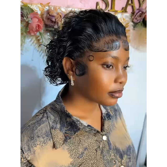 Real Show | Pixie Curly Wig | Frontal HD Lace Wig Lace (8'')