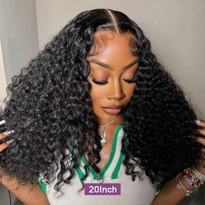 [20''=₵1289] 4x4 Pre-All Glueless Closure/Frontal Jerry Curly Wig Invisible Knots Natural Black Realistic Hairline Wig
