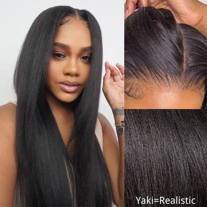 Human Hair Glueless Wigs 2x6 5x5 Yaki Straight Brazilian Hair Lace Wig
