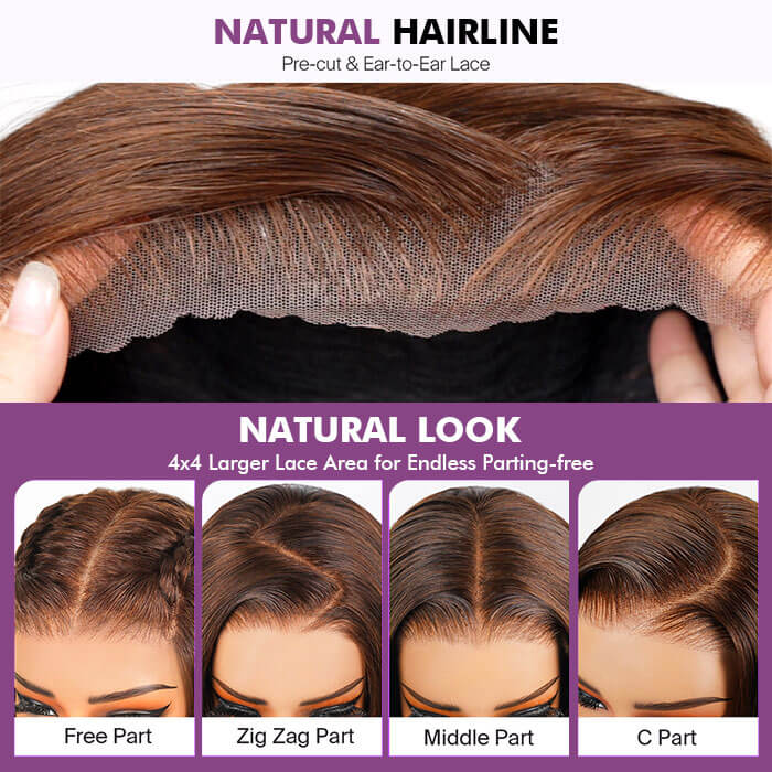 [18''=₵999] Body Wave Wig | Brown #4 Color | 4x4 Closure Glueless Invisible Lace