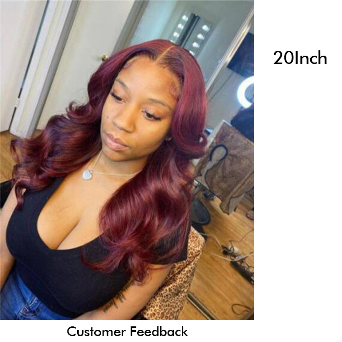 Real Show | Body Wave Wig | 99J Red Wig | Frontal/Closure HD Lace Glueless (16-32'')