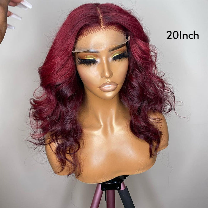Real Show | Body Wave Wig | 99J Red Wig | Frontal/Closure HD Lace Glueless (16-32'')