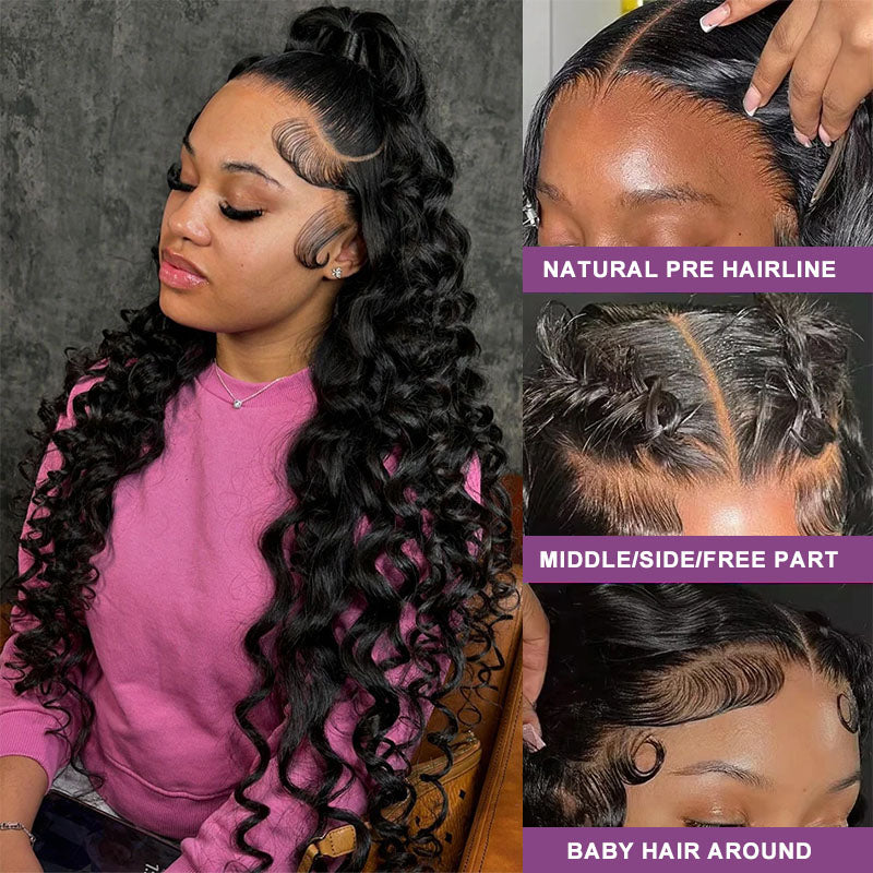 Transparent Lace Wig 13x4 Loose Wave Human Hair Wig Pre Plucked Hairline