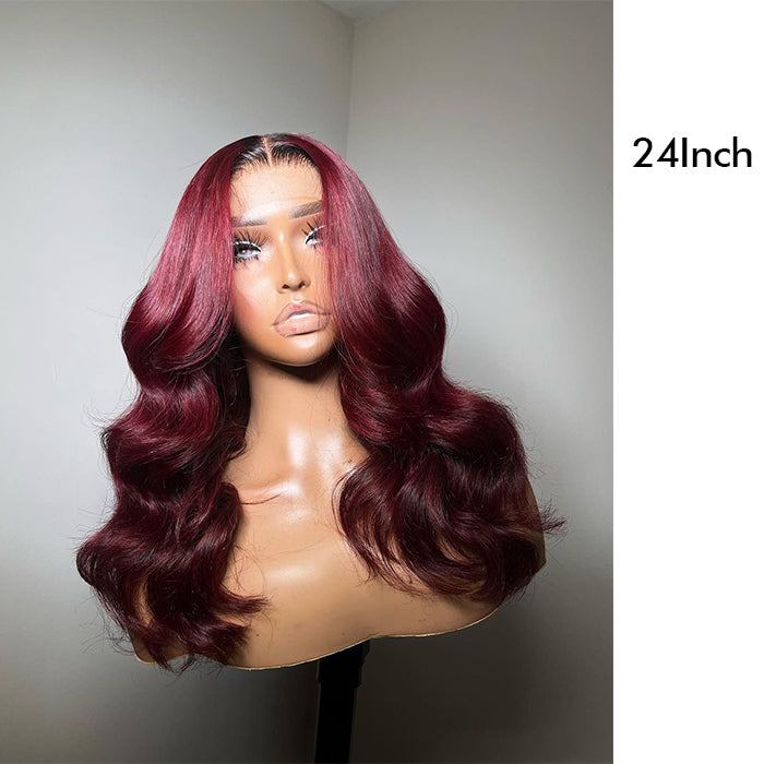Real Show | Body Wave Wig | 99J Red Wig | Frontal/Closure HD Lace Glueless (14-32'')