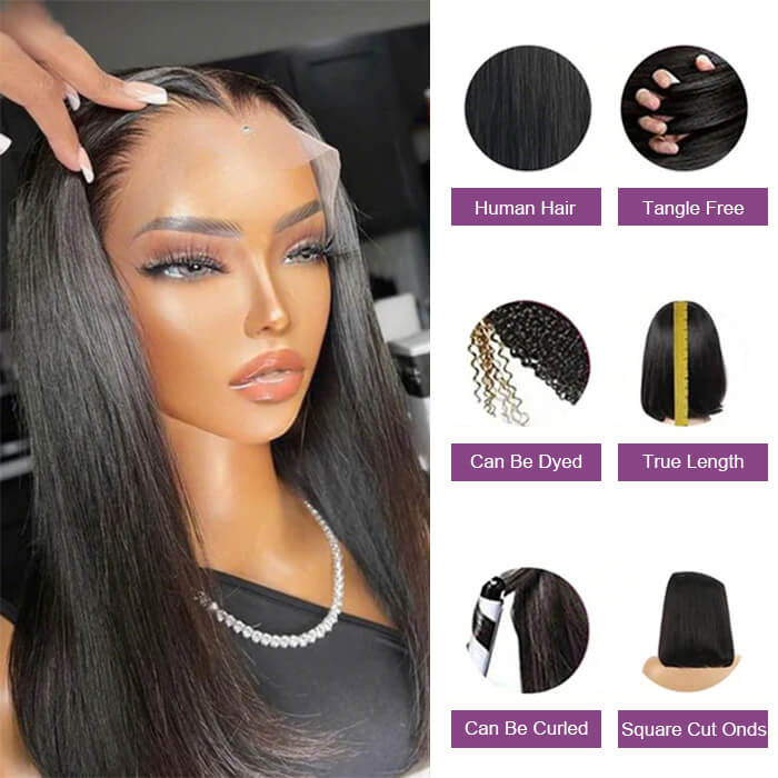 Pre-cut Lace Frontal 13x4 Wig | Straight Bob Wigs(8''-12'')