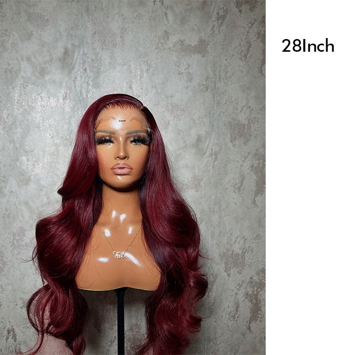 Real Show | Body Wave Wig | 99J Red Wig | Frontal/Closure HD Lace Glueless (16-32'')