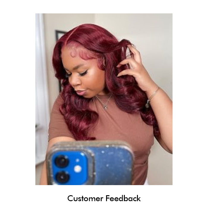 Real Show | Body Wave Wig | 99J Red Wig | Frontal/Closure HD Lace Glueless (16-32'')