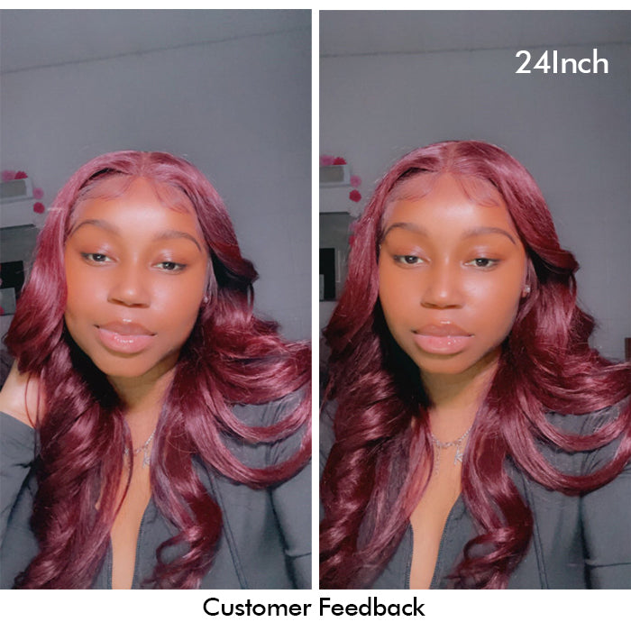 Real Show | Body Wave Wig | 99J Red Wig | Frontal/Closure HD Lace Glueless (16-32'')
