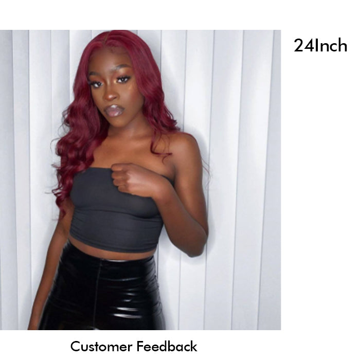 Real Show | Body Wave Wig | 99J Red Wig | Frontal/Closure HD Lace Glueless (16-32'')
