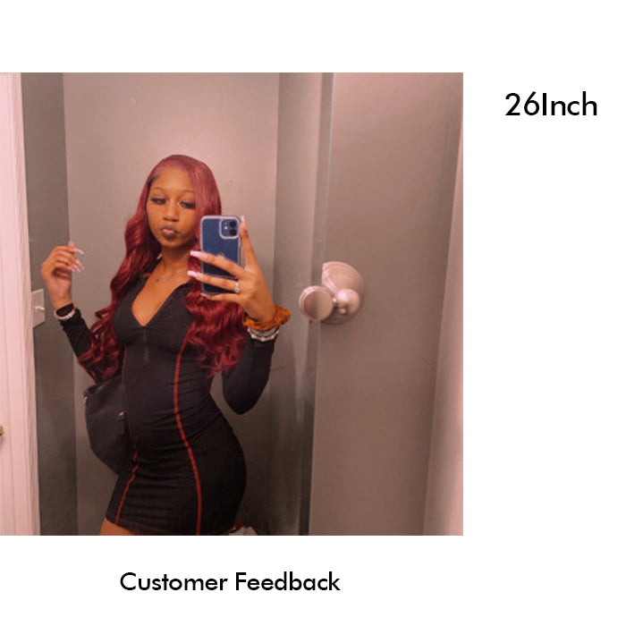 Real Show | Body Wave Wig | 99J Red Wig | Frontal/Closure HD Lace Glueless (16-32'')