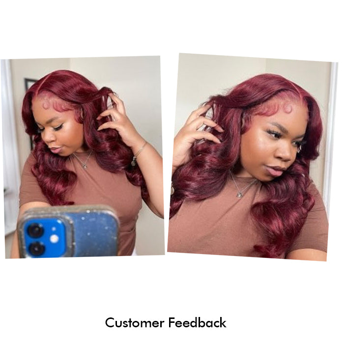 Real Show | Body Wave Wig | 99J Red Wig | Frontal/Closure HD Lace Glueless (16-32'')