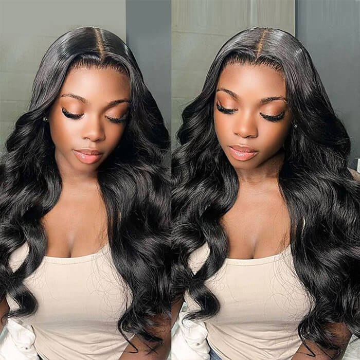 Body Wave 13x4 Transparent Lace Frontal Glueless Wig Human Hair