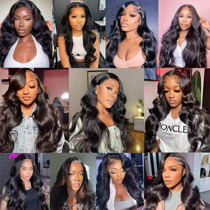 Body Wave 13x4 Transparent Lace Frontal Glueless Wig Human Hair