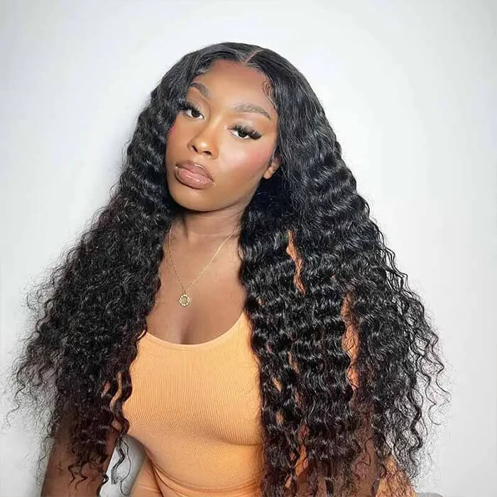 13x4 Deep Wave HD Lace Frontal Human Hair Glueless Wigs Brazilian Human Hair For Women