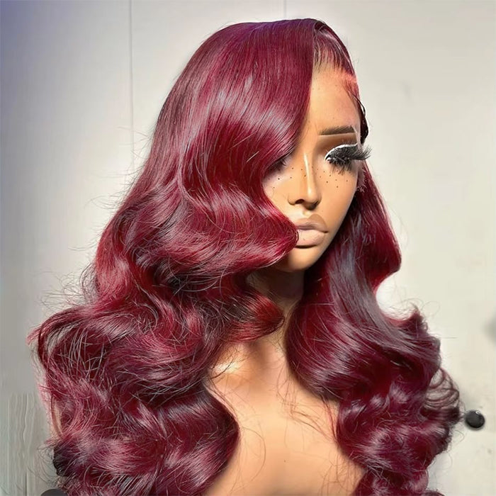 Real Show | Body Wave Wig | 99J Red Wig | Frontal/Closure HD Lace Glueless (16-32'')