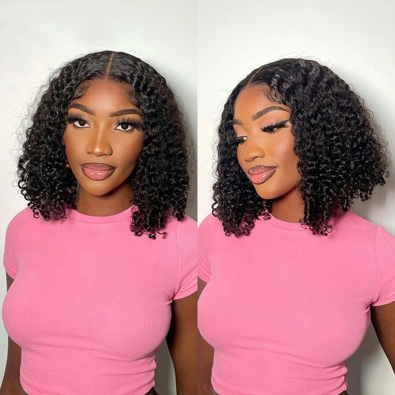Pre-cut Lace Frontal Wig | 14'' Curly Bob Wigs