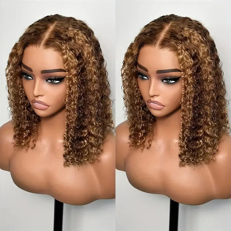 Glueless Frontal/Closure Wig | Highlight #P4/27 Color | Deep Wave Bob Wigs(8''-16'')