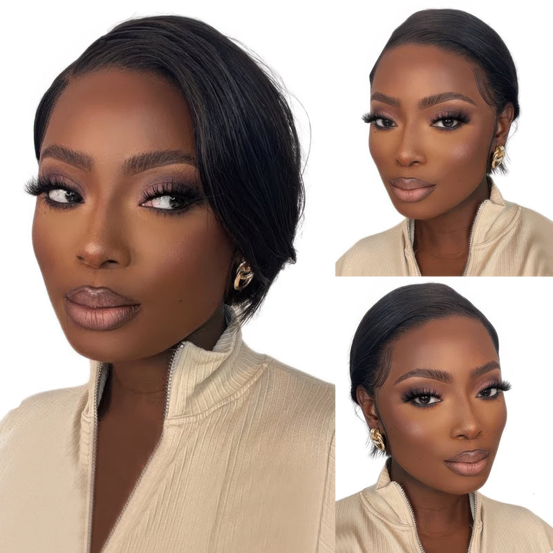 Pre-cut Lace 13x4 Frontal | Straight/Curly | Natural Black/99J Color| Pixie Cut Bob Wig