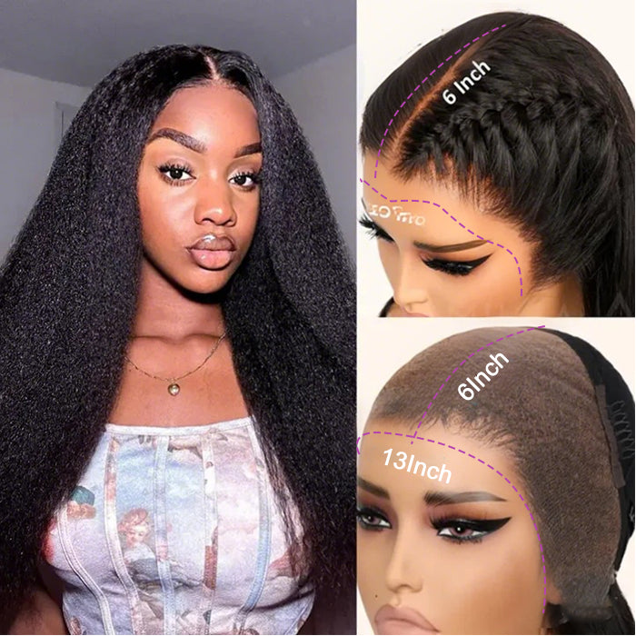 New Pre-Bleached Knots Transparent Lace Yaki Straight Human Hair Glueless Wigs