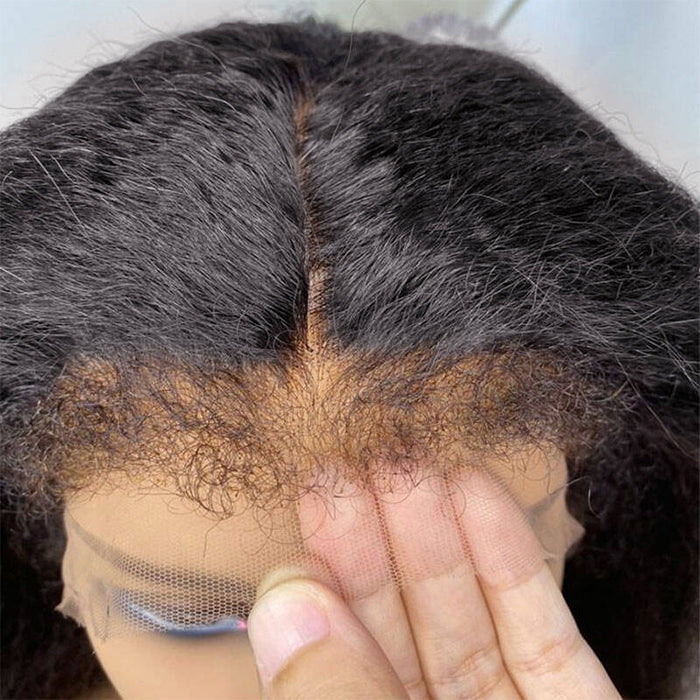 Real Show |4C Edge Hairline | Yaki Straight Wig | Frontal/Closure Transparent Lace Or Glueless (14-32'')