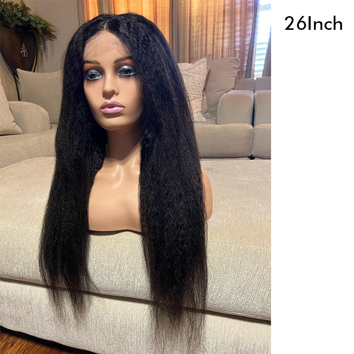 [18''=₵1189] 4x4 Glueless Closure/Frontal Wig Pre-Cut HD Lace Yaki Straight Human Hair Wigs