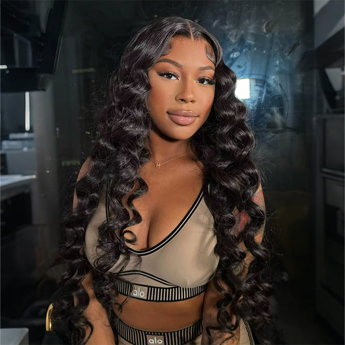 Bouncy Loose Wave 13x4 Transparent Pre-cut Glueless Human Hair Wigs
