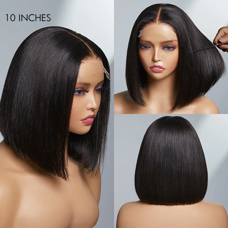 Glueless 4x4 Closure Wig | 8''Straight Bob Wig | 100% Human Hair