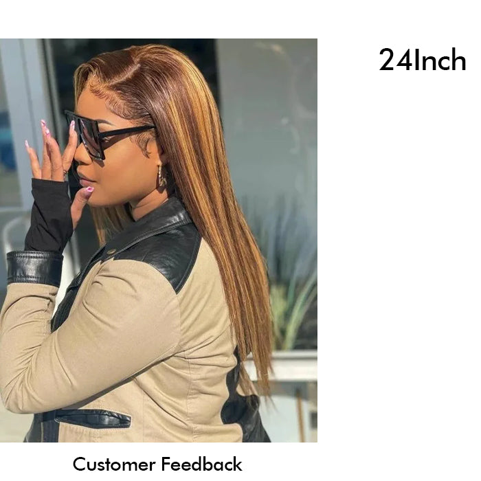 Real Show |Straight Wig | Highlight P4/27 Color | Frontal/Closure Transparent Lace Glueless (16-32'')