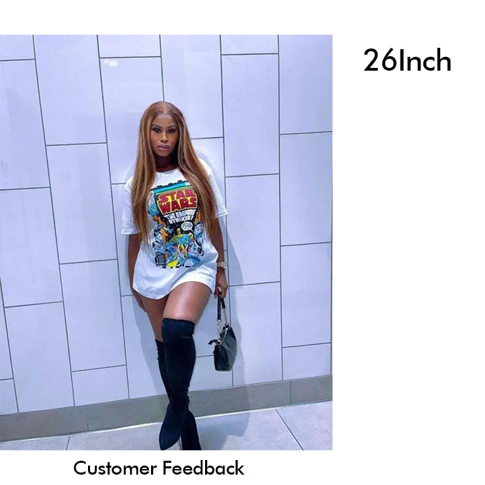 Real Show |Straight Wig | Highlight P4/27 Color | Frontal/Closure Transparent Lace Glueless (16-32'')