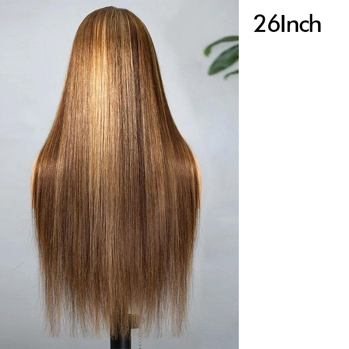 Real Show |Straight Wig | Highlight P4/27 Color | Frontal/Closure Transparent Lace Glueless (16-32'')