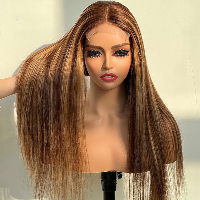 Real Show |Straight Wig | Highlight P4/27 Color | Frontal/Closure Transparent Lace Glueless (16-32'')