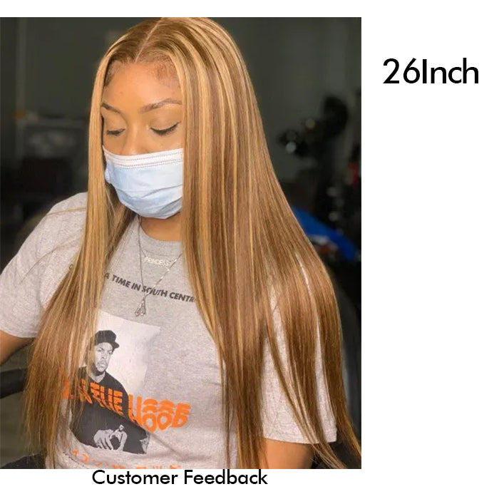 Real Show |Straight Wig | Highlight P4/27 Color | Frontal/Closure Transparent Lace Glueless (16-32'')