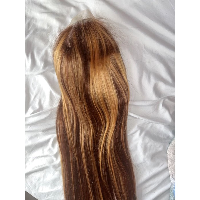 Real Show |Straight Wig | Highlight P4/27 Color | Frontal/Closure Transparent Lace Glueless (16-32'')