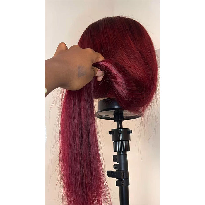 Real Show | Straight Wig | 99J Burgundy Color | Frontal/Closure Transparent Lace Glueless (16-32'')