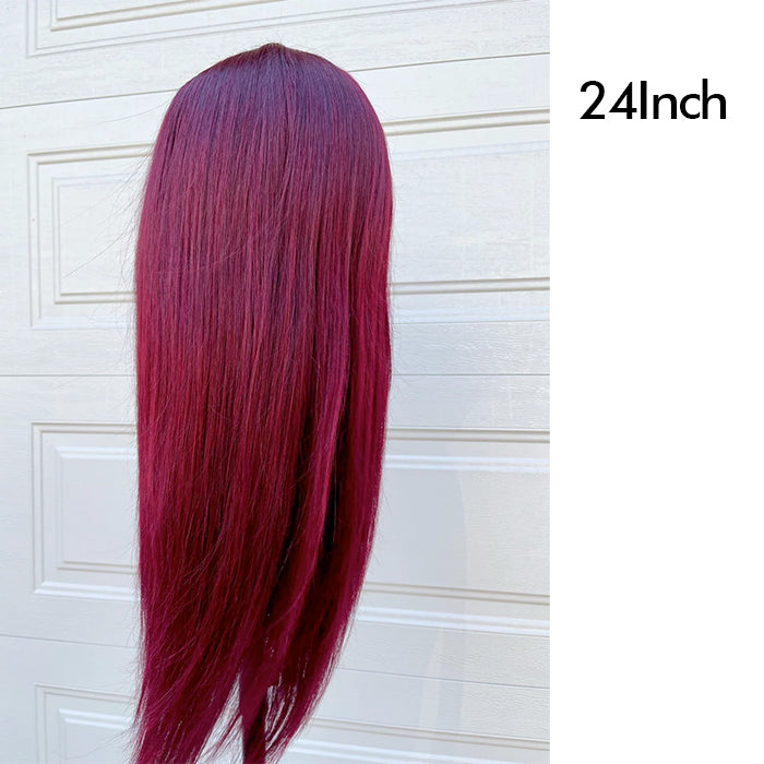 Real Show | Straight Wig | 99J Burgundy Color | Frontal/Closure Transparent Lace Glueless (16-32'')