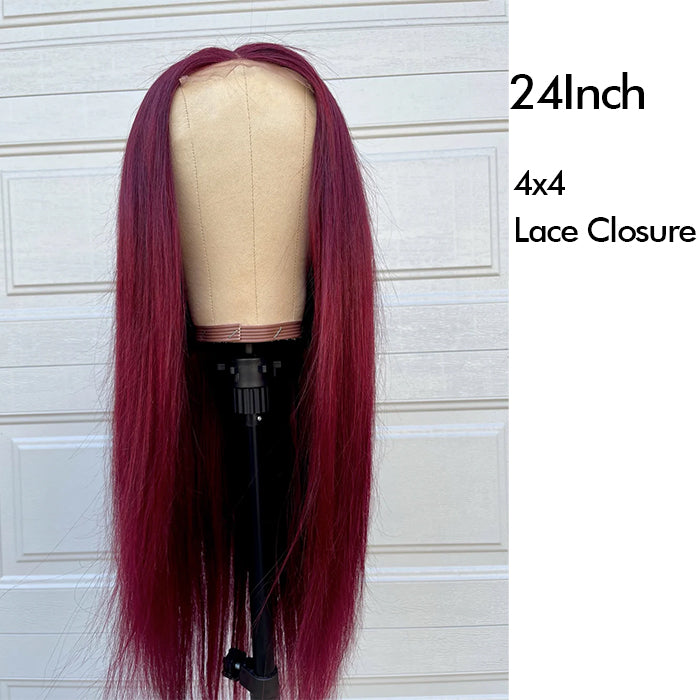 Real Show | Straight Wig | 99J Burgundy Color | Frontal/Closure HD Lace Glueless (14-32'')