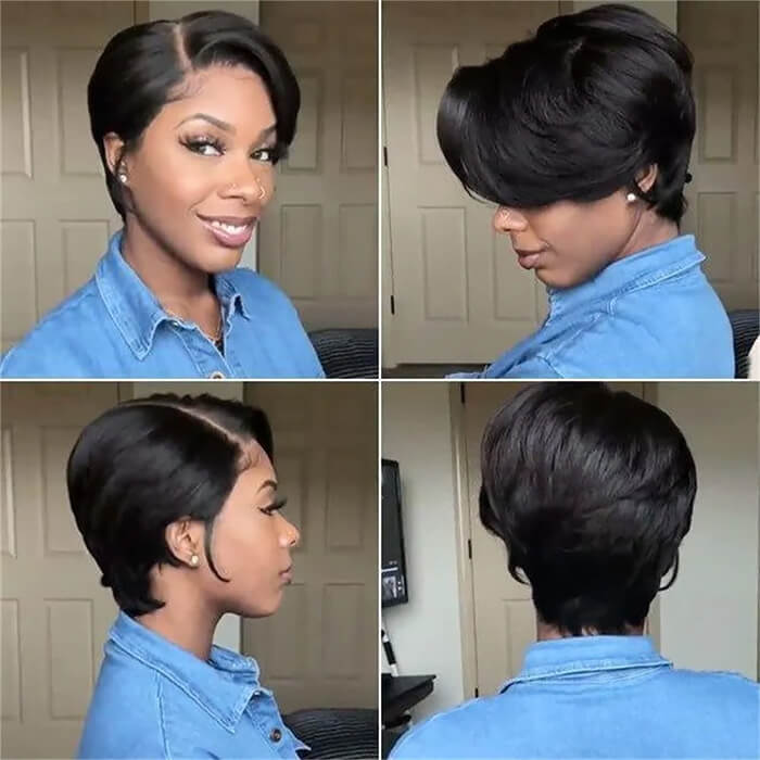 Frontal 13x4 Lace | 8''Straight Pixie Cut Wig | 100%Human Hair