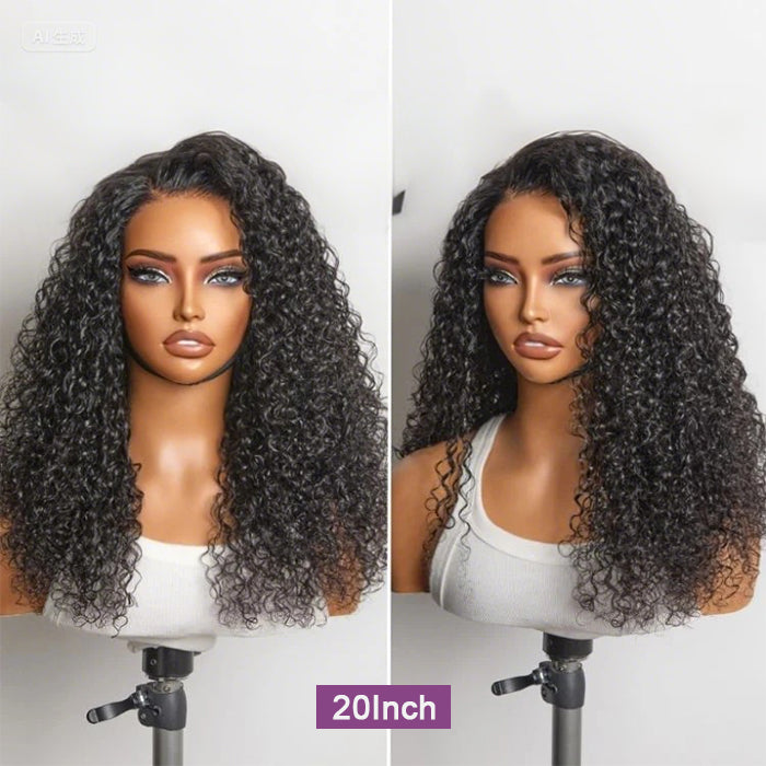 [20''=₵1289] 4x4 Pre-All Glueless Closure/Frontal Jerry Curly Wig Invisible Knots Natural Black Realistic Hairline Wig