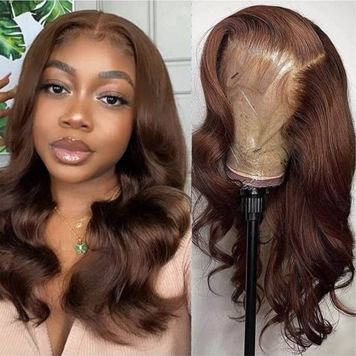 [18''=₵999] Body Wave Wig | Brown #4 Color | 4x4 Closure Glueless Invisible Lace