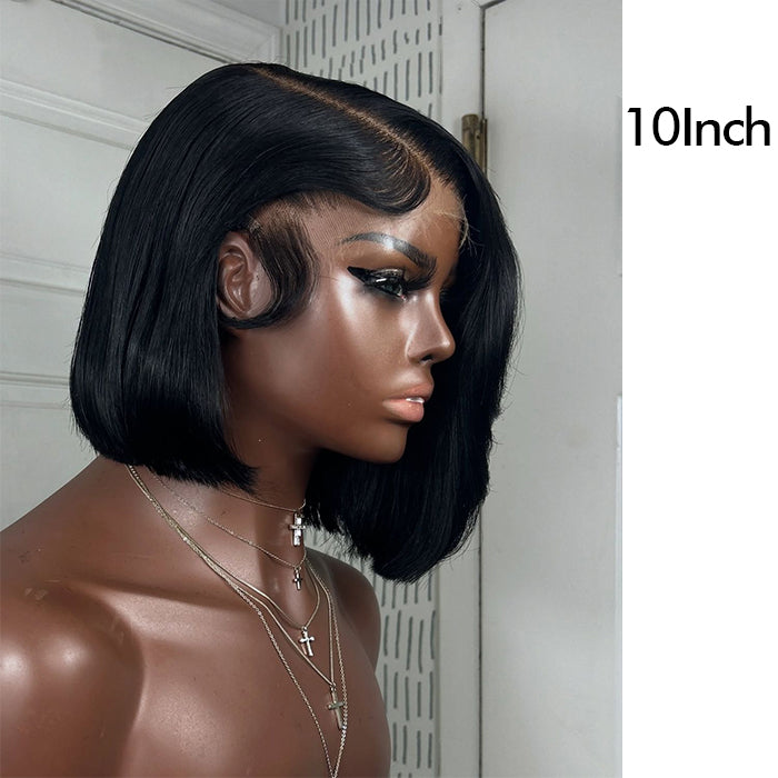 2 Glueless Wigs Set | 10'' Super Double Drawn Frontal Bob Wig+14'' Lace Closure Curly Bob Wig
