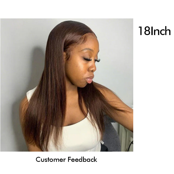 Real Show | Straight Wig | #4 Brown Color |Frontal/Closure Transparent Lace Glueless Wig(16-32'')