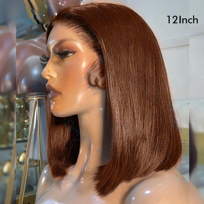 Wholesale Price | 12'' #4 Brown Bob Wig | Glueless Frontal