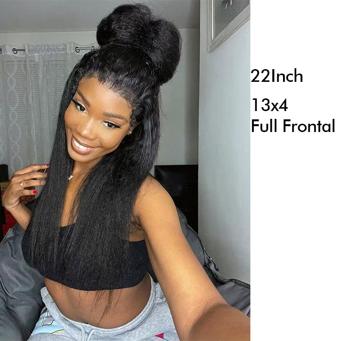 Real Show |4C Edge Hairline | Yaki Straight Wig | Frontal/Closure Transparent Lace Or Glueless (14-32'')