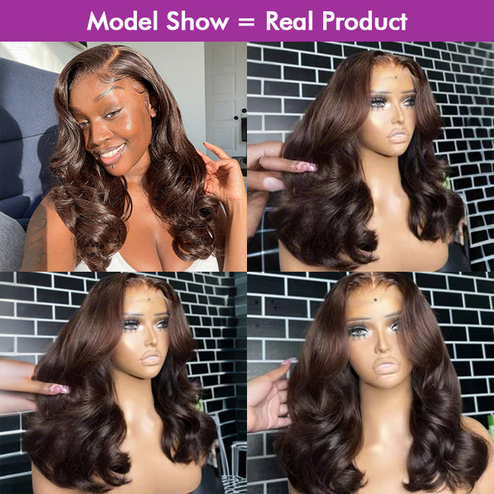 [18''=₵999] Body Wave Wig | Brown #4 Color | 4x4 Closure Glueless Invisible Lace