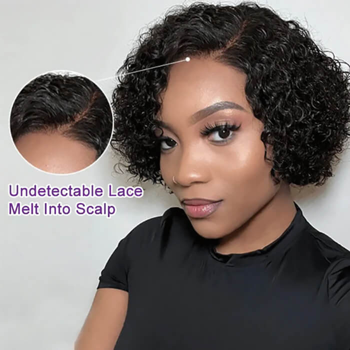 Pre-cut Lace 13x4 Frontal | Straight/Curly | Natural Black/99J Color| Pixie Cut Bob Wig