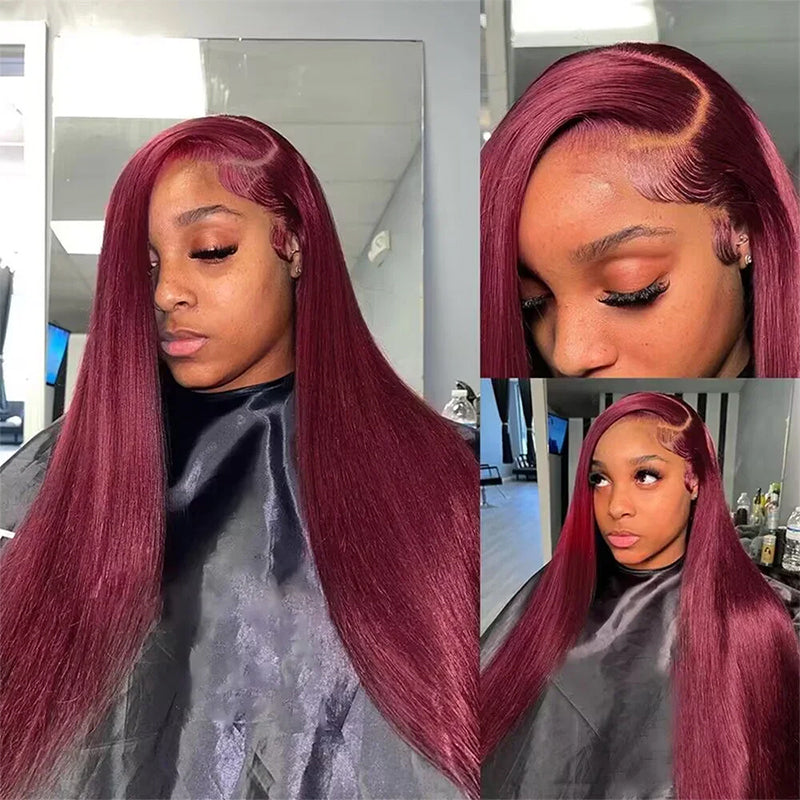 99J Burgundy 13x4/4x4 Lace Front Glueless Wig Straight Wigs Virgin Hair