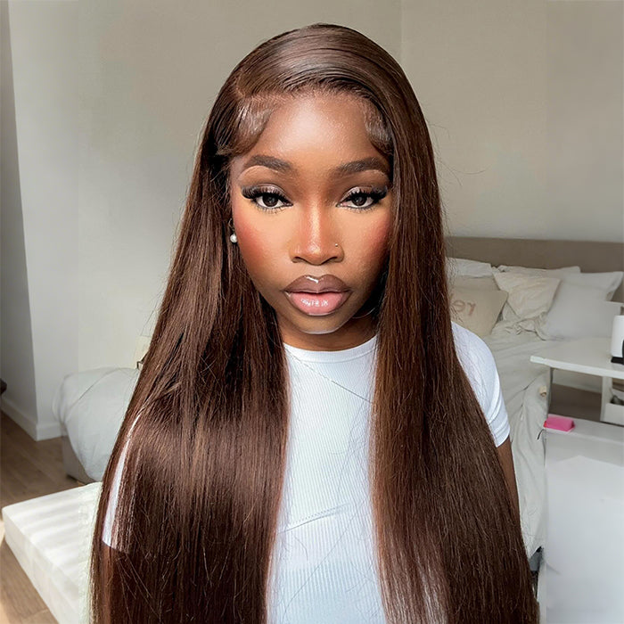 18-22Inch Straight #4 Brown Wig | Closure Lace Or Glueless